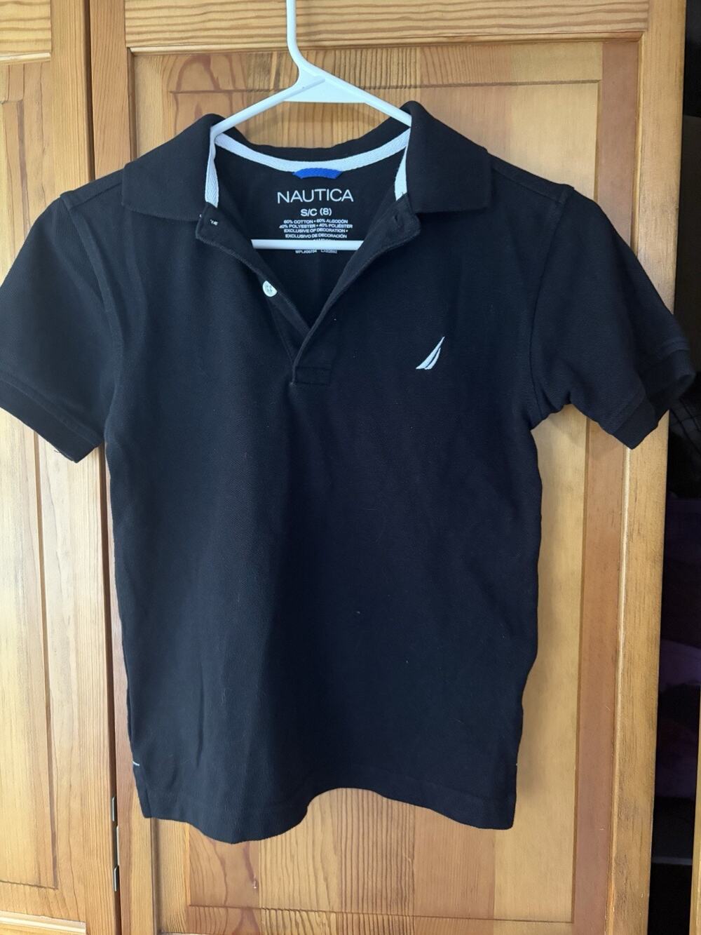 Nautica Boys Classic Black Polo Shirts, Size S (8)